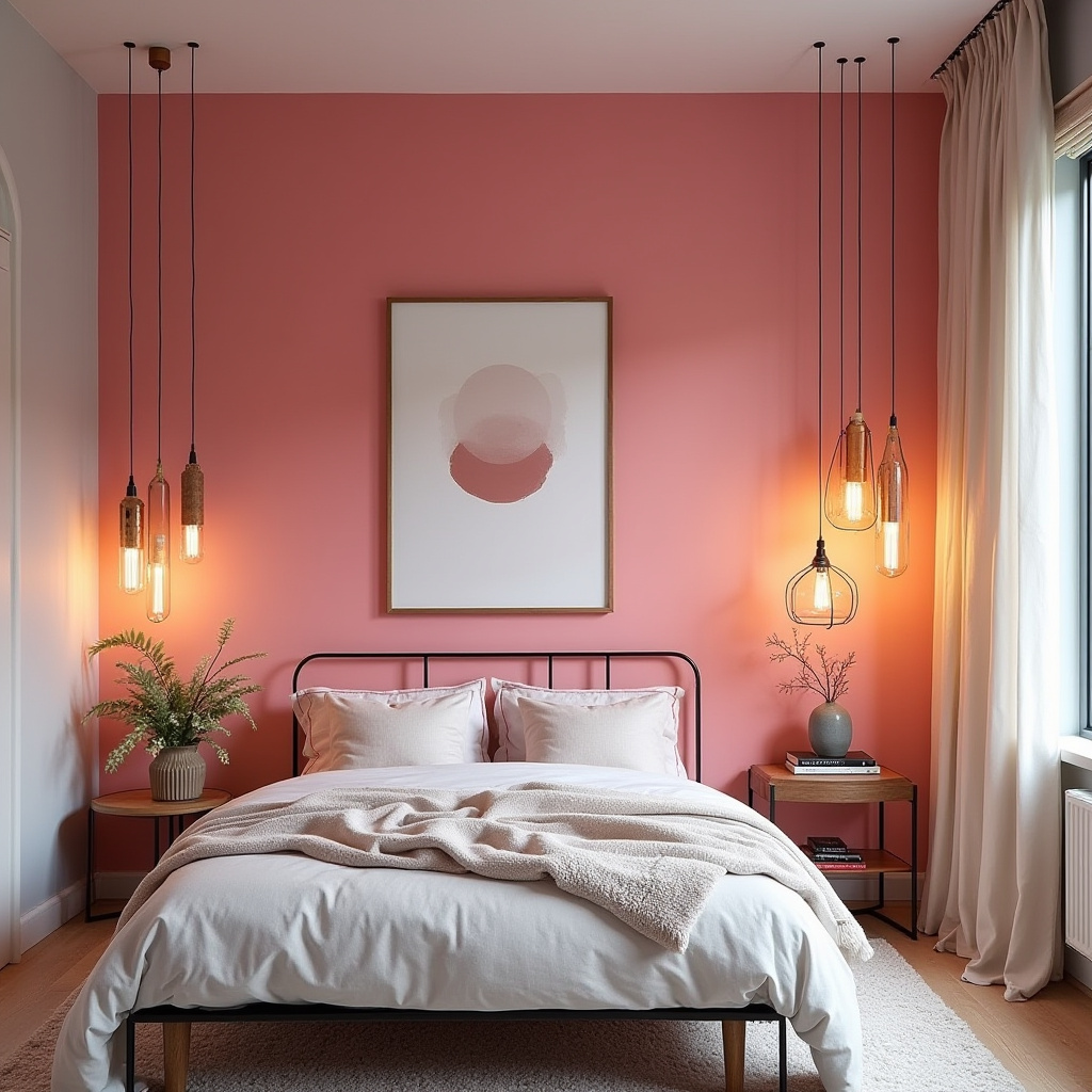 hot pink bedroom accent wall 3