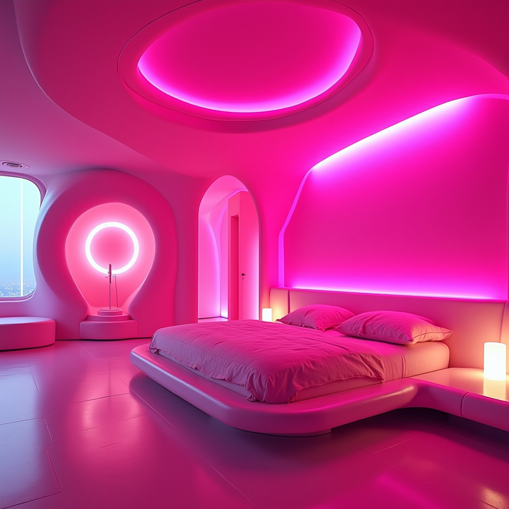 hot pink bedroom accent wall 30
