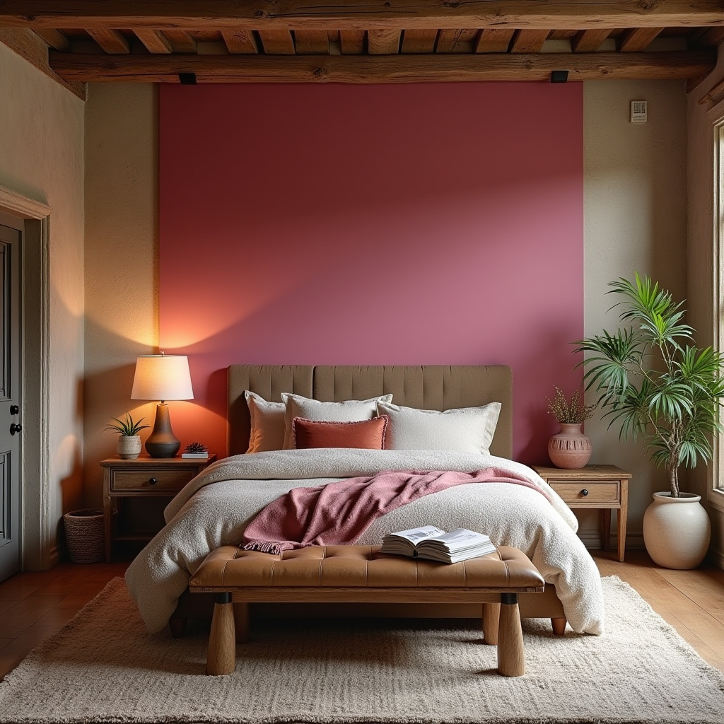 hot pink bedroom accent wall 33