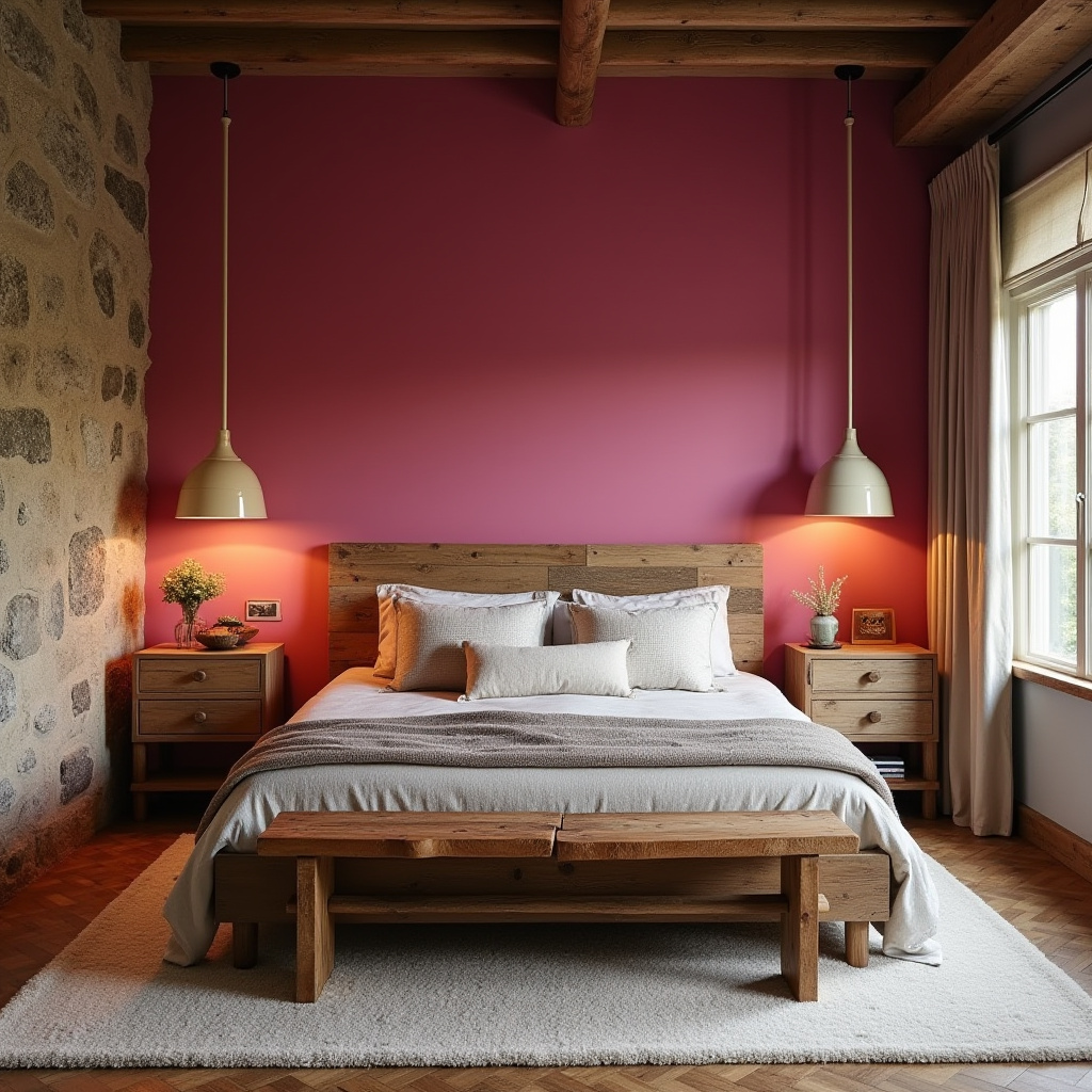hot pink bedroom accent wall 34