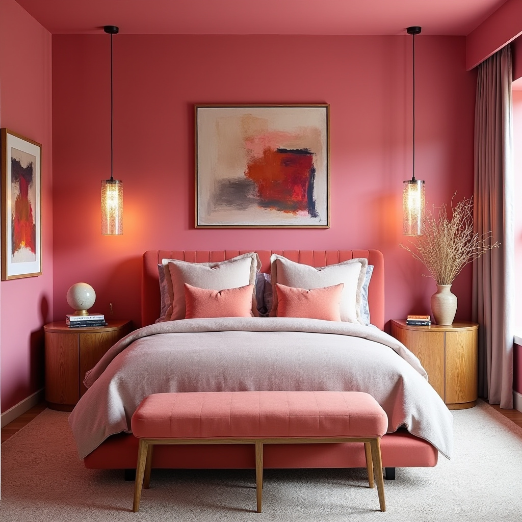 hot pink bedroom accent wall 35