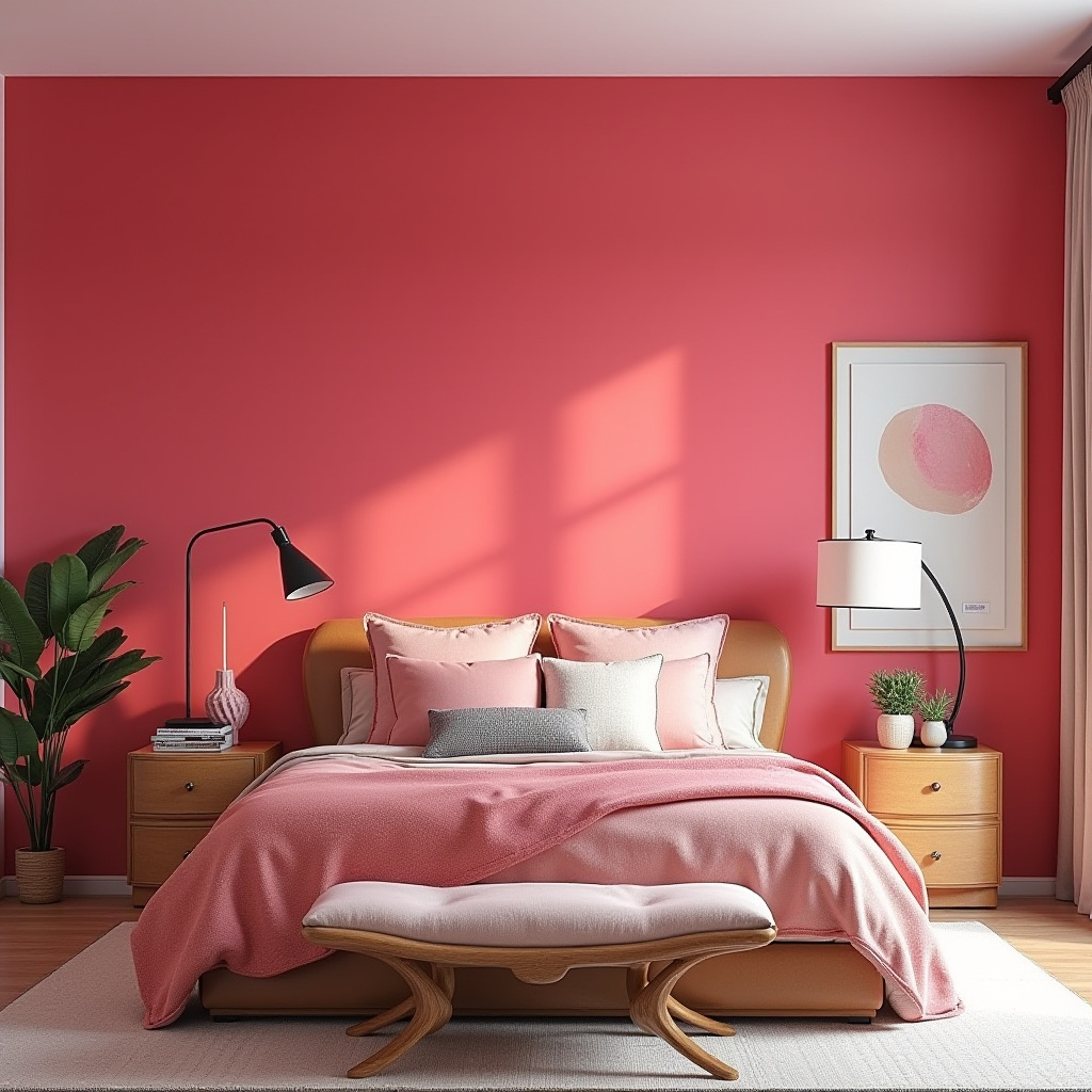 hot pink bedroom accent wall 36