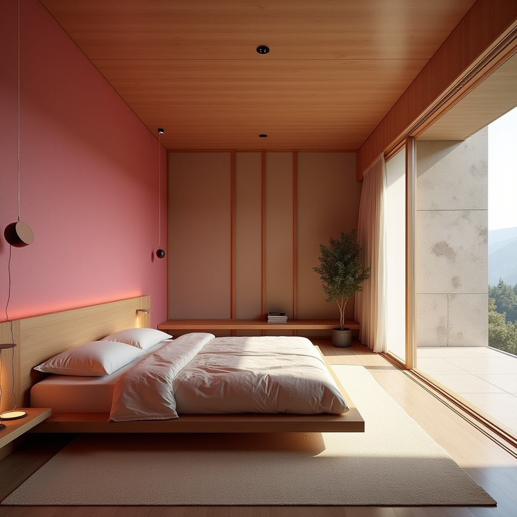 hot pink bedroom accent wall 37