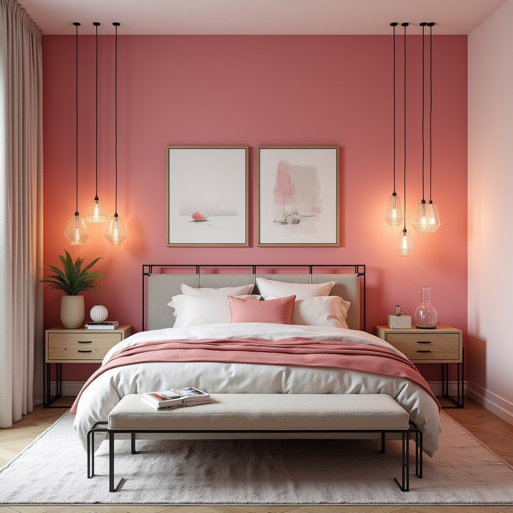 hot pink bedroom accent wall 4