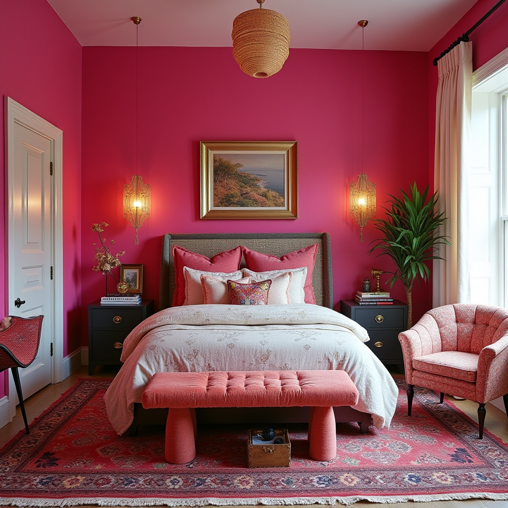 hot pink bedroom accent wall 40