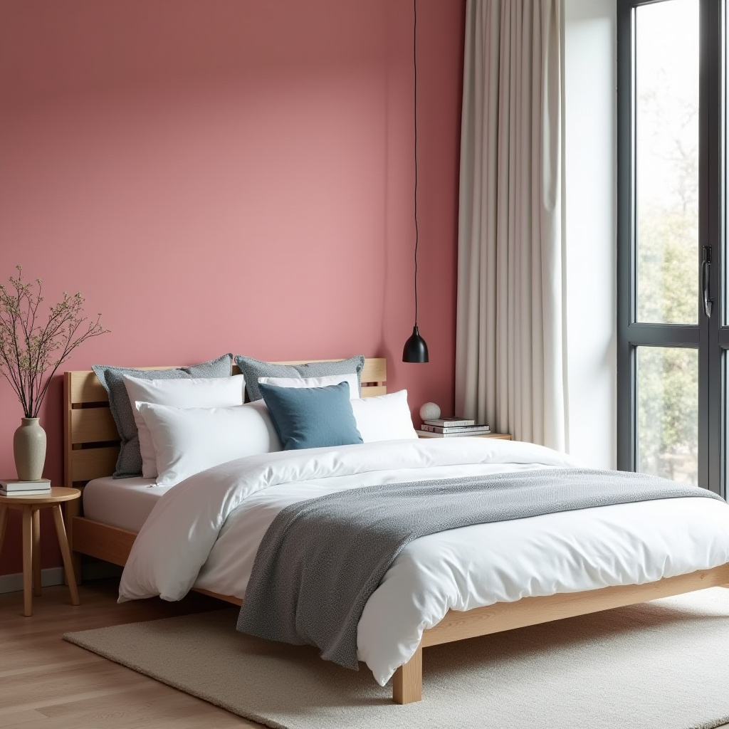 hot pink bedroom accent wall 7