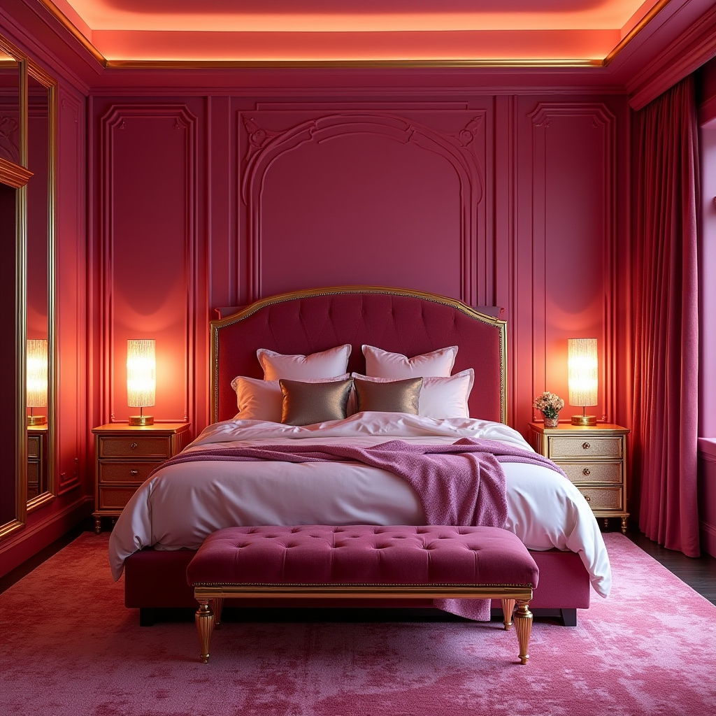 hot pink bedroom accent wall 9