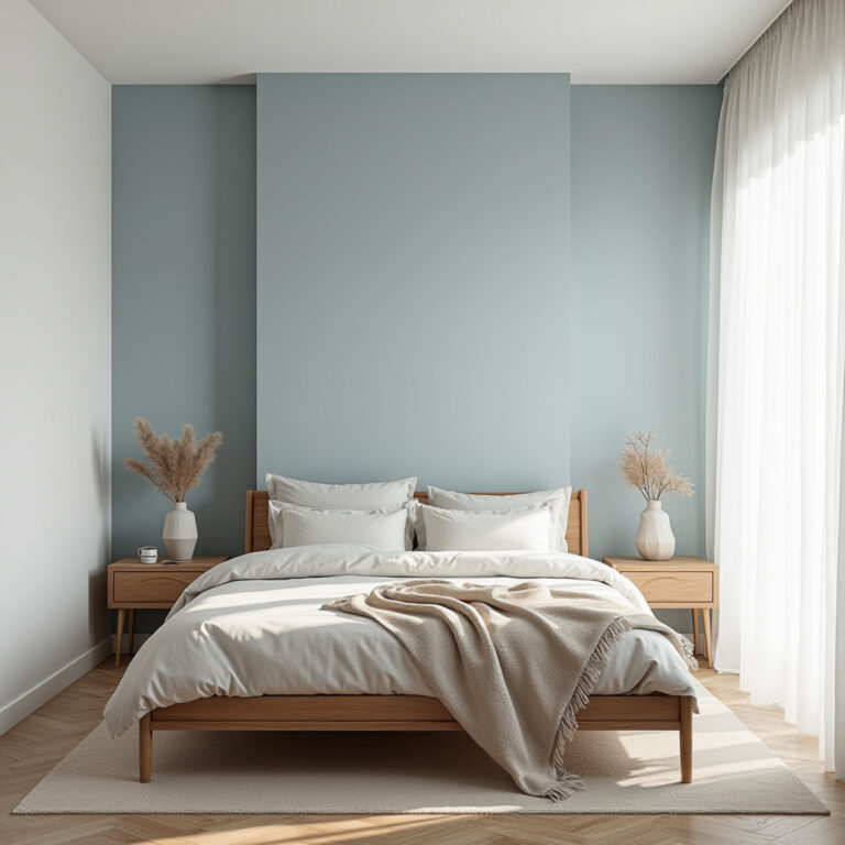 light blue bedroom accent wall 1