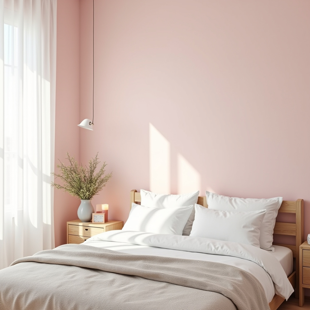 light pink bedroom accent wall 1
