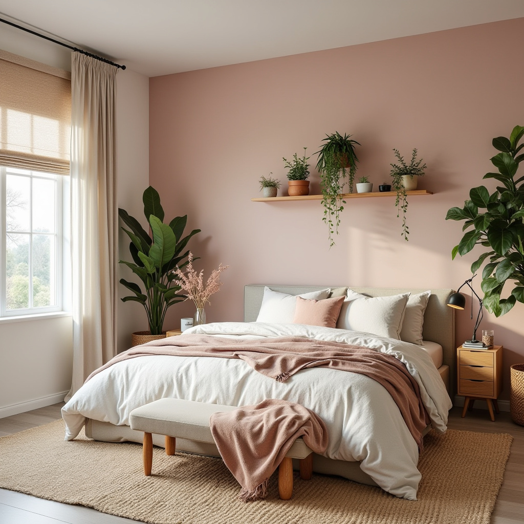 light pink bedroom accent wall 10