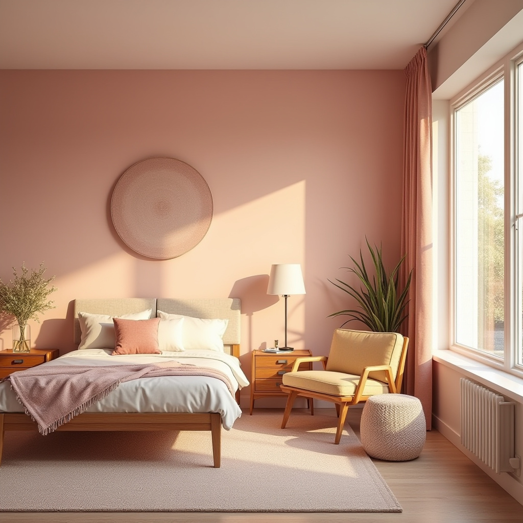 light pink bedroom accent wall 11