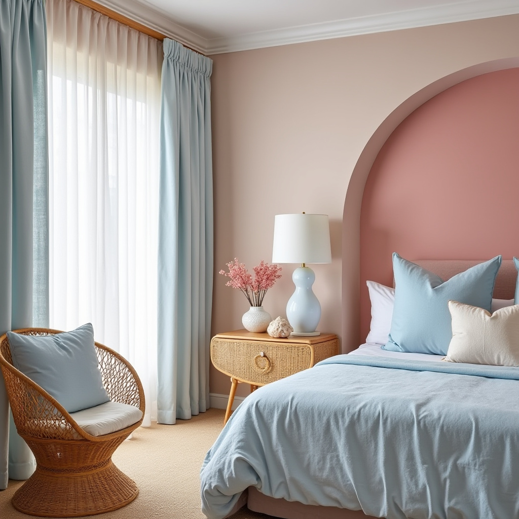 light pink bedroom accent wall 13