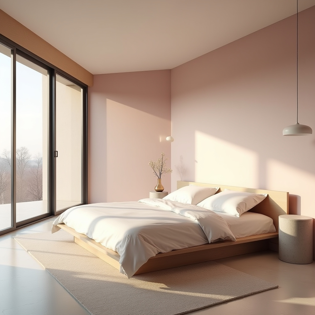 light pink bedroom accent wall 15