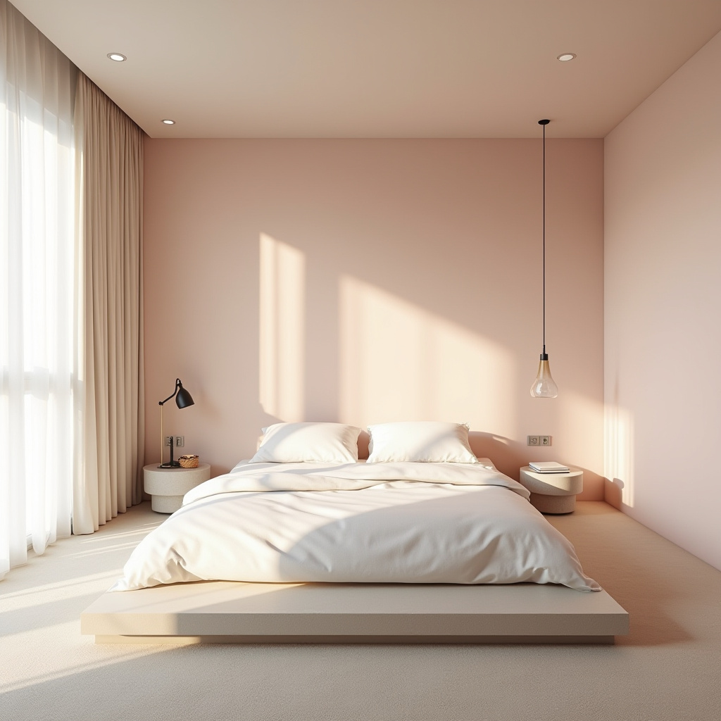 light pink bedroom accent wall 16