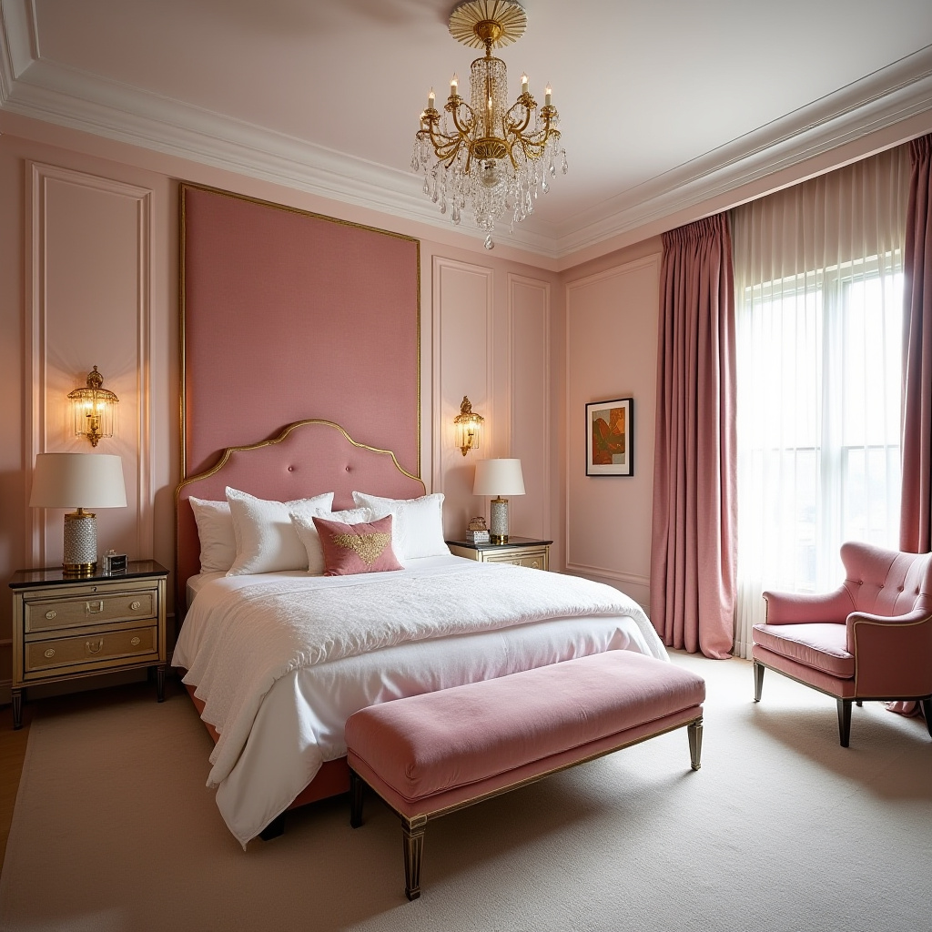 light pink bedroom accent wall 17