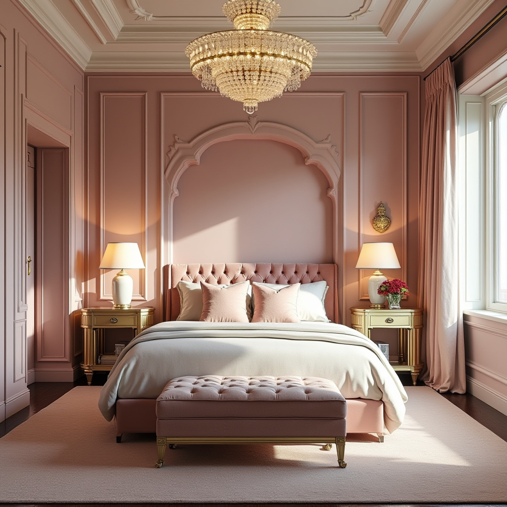 light pink bedroom accent wall 18
