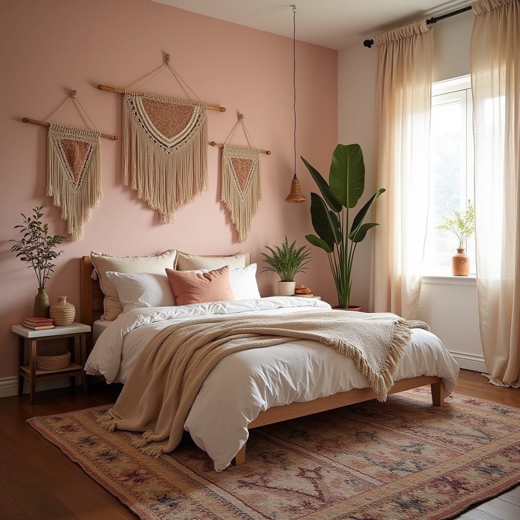 light pink bedroom accent wall 19