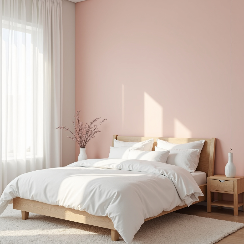 light pink bedroom accent wall 2