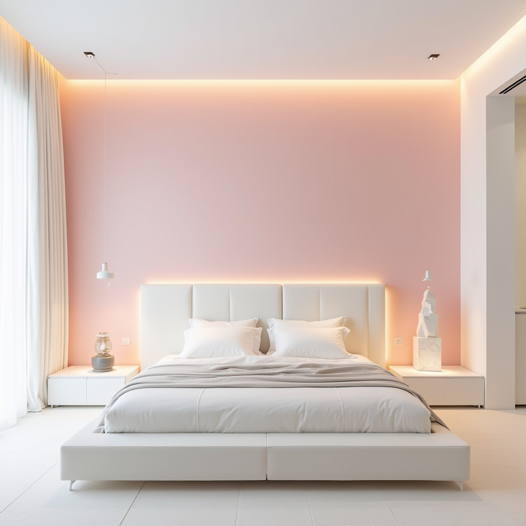 light pink bedroom accent wall 21