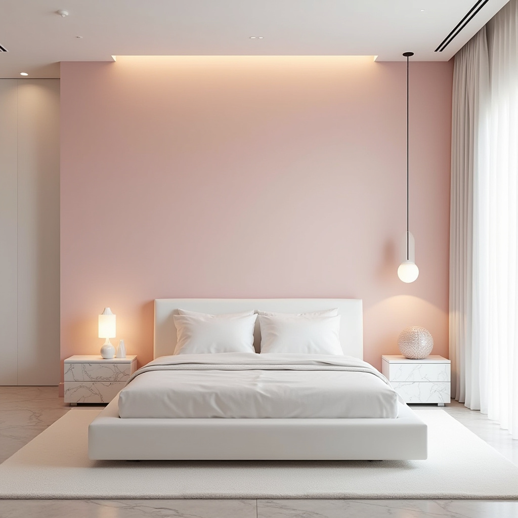 light pink bedroom accent wall 22