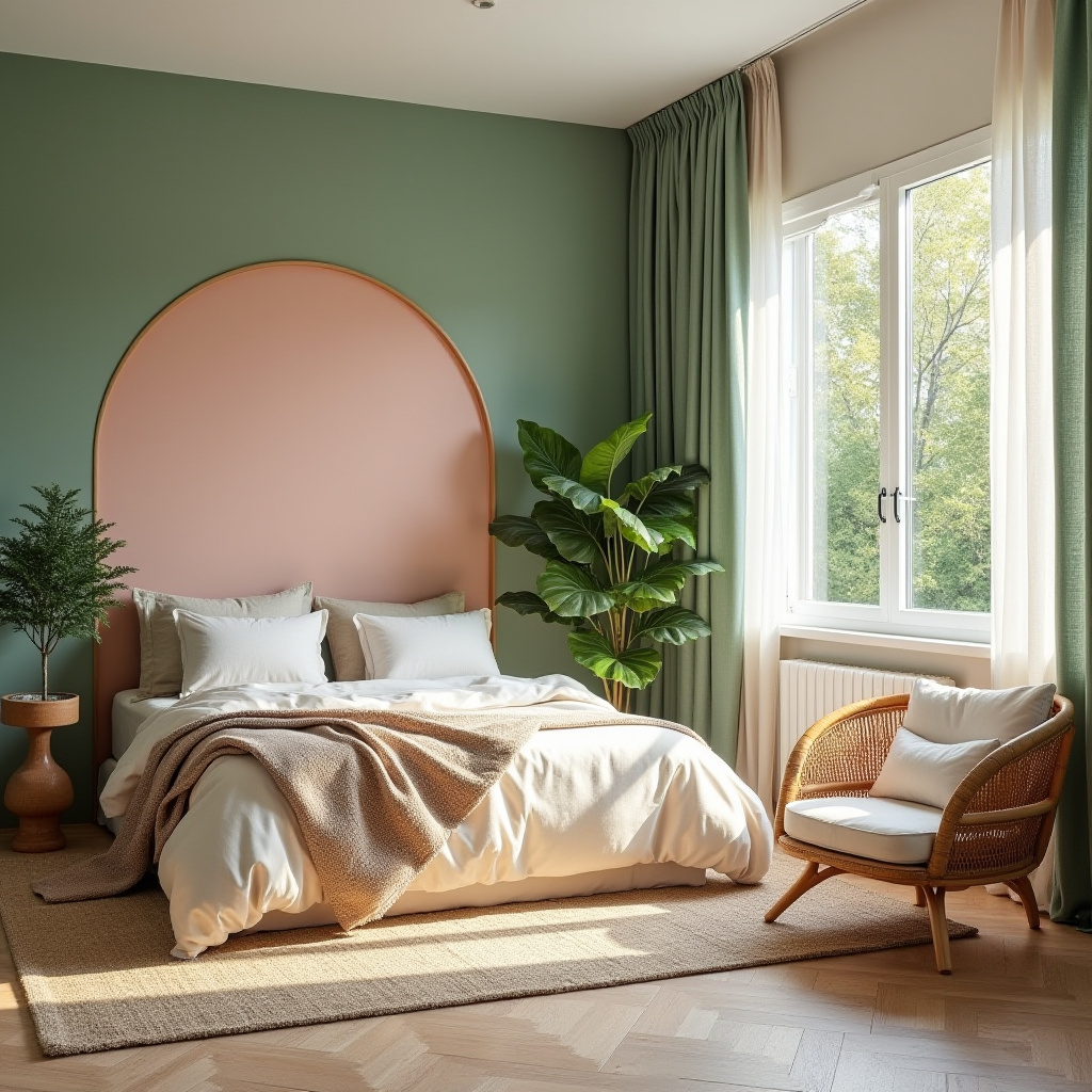 light pink bedroom accent wall 23