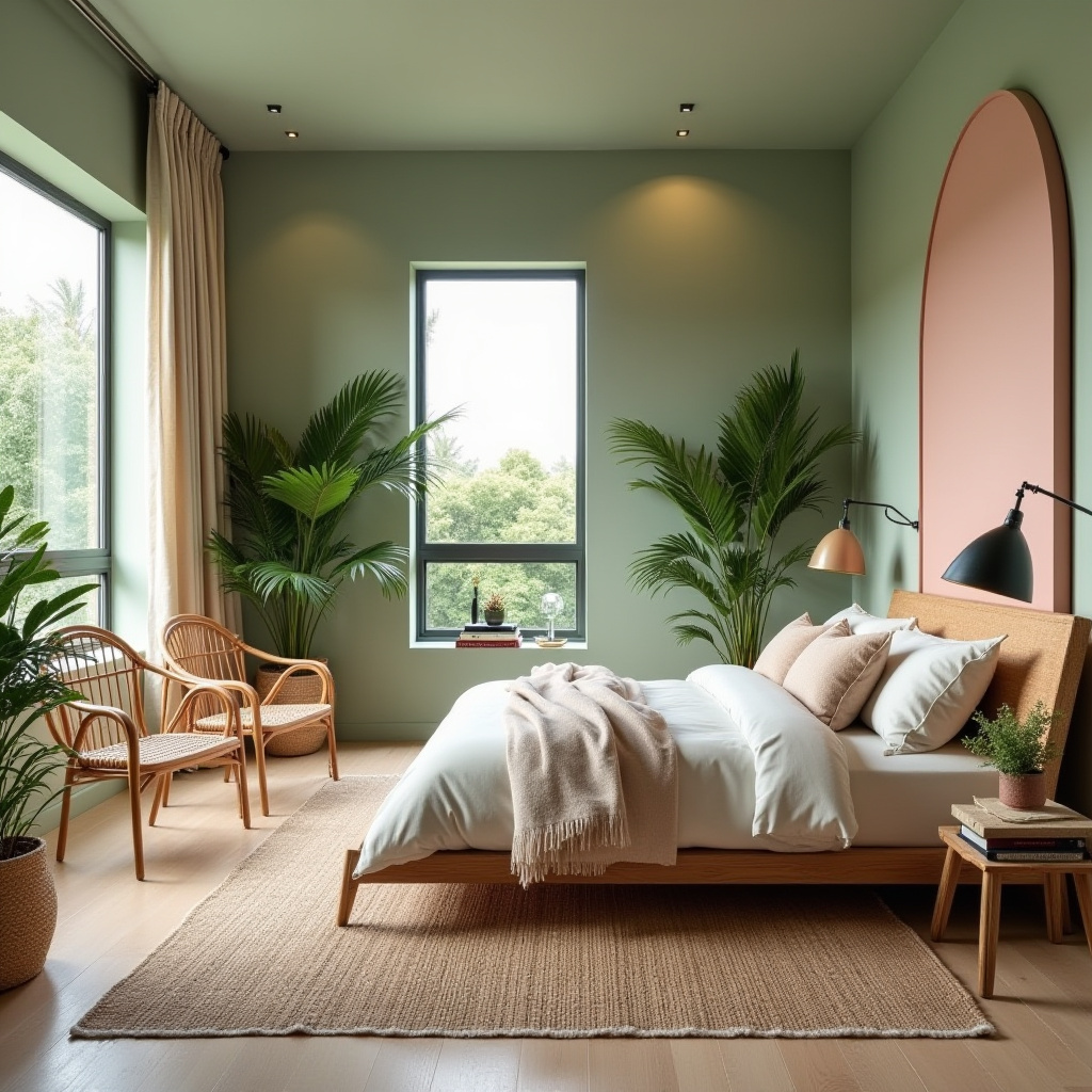 light pink bedroom accent wall 24