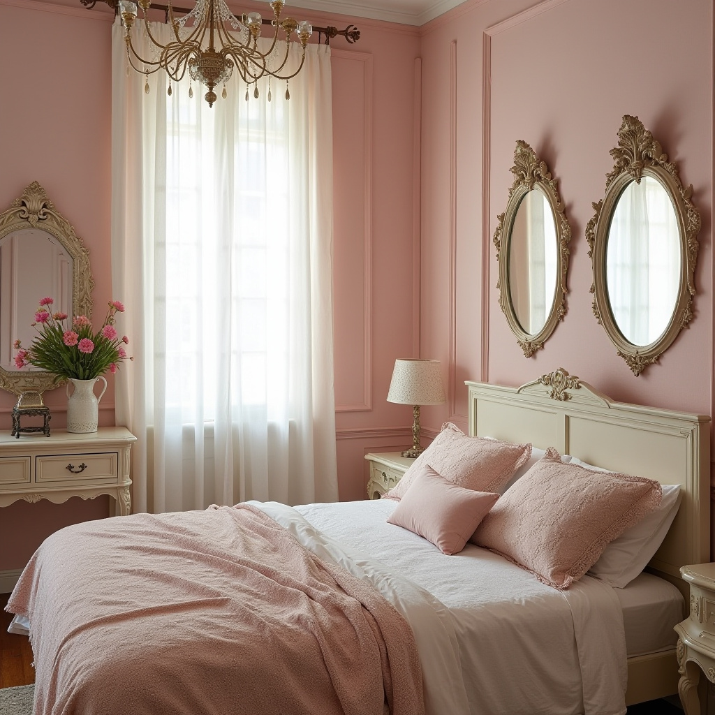 light pink bedroom accent wall 26