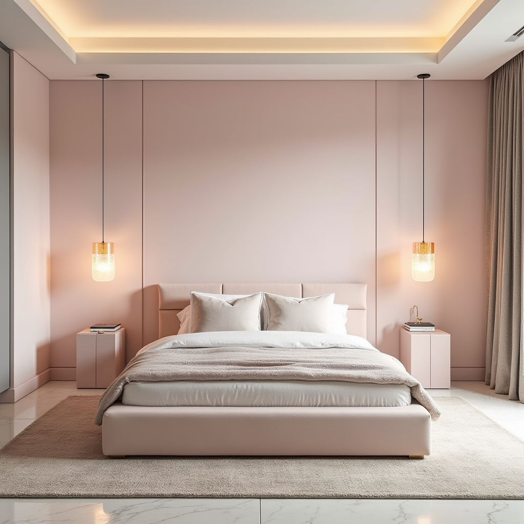 light pink bedroom accent wall 3