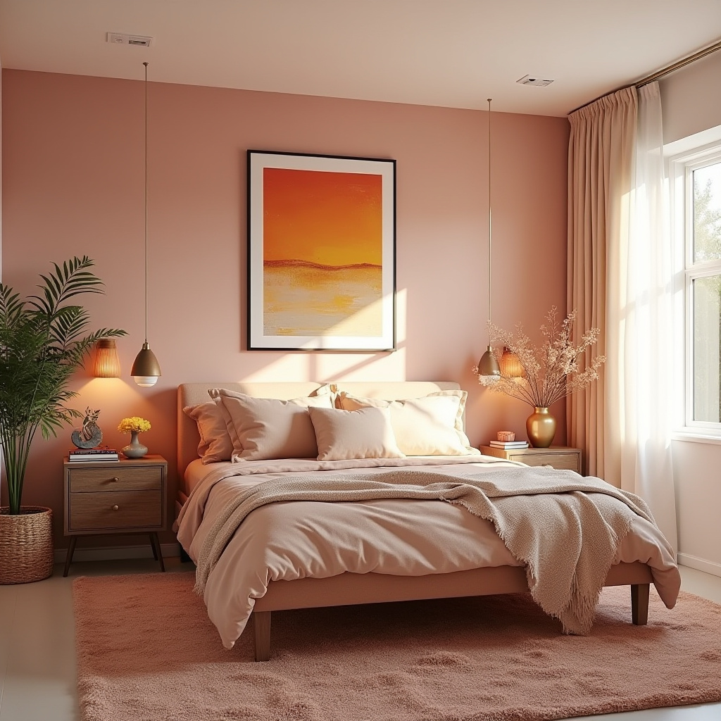 light pink bedroom accent wall 31