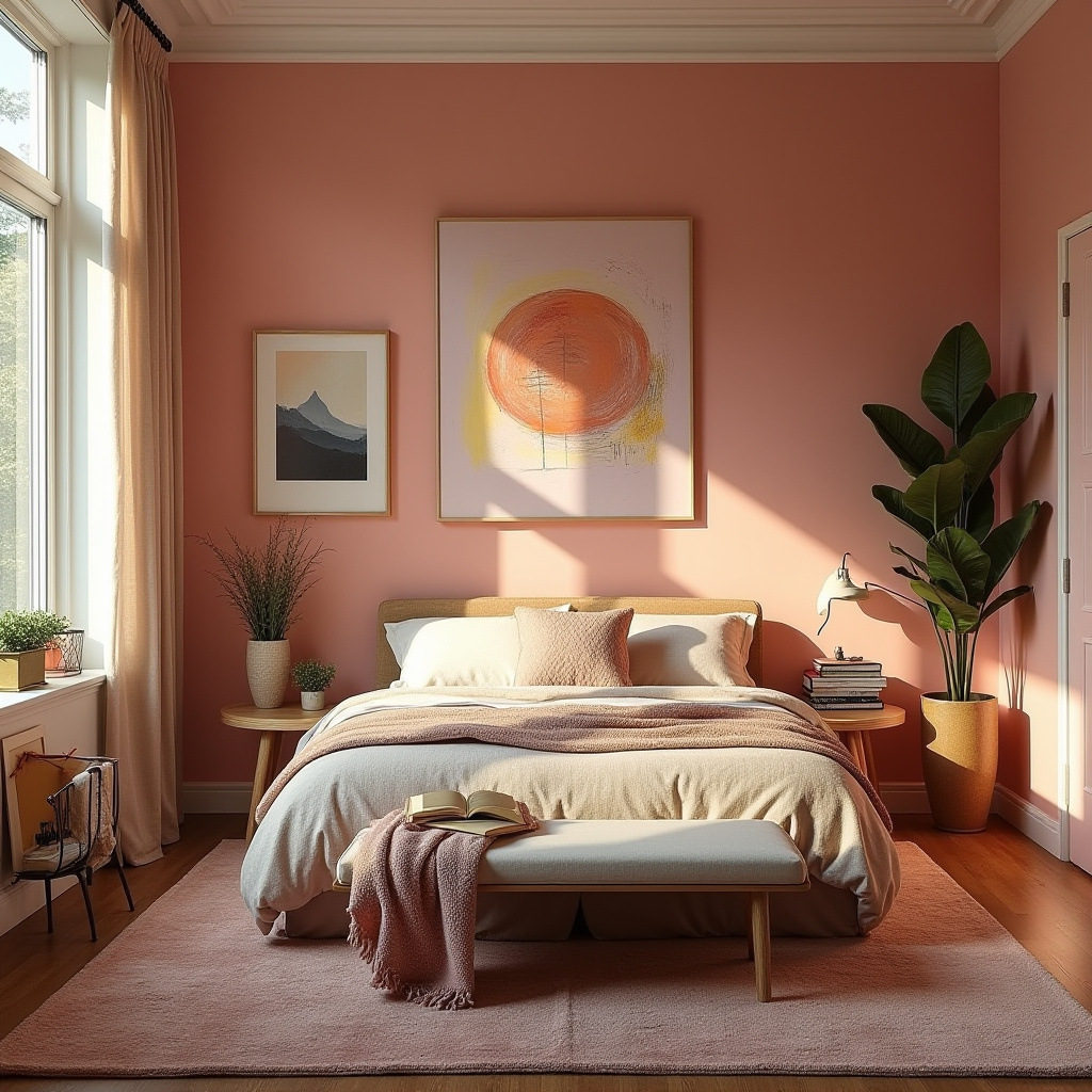 light pink bedroom accent wall 32