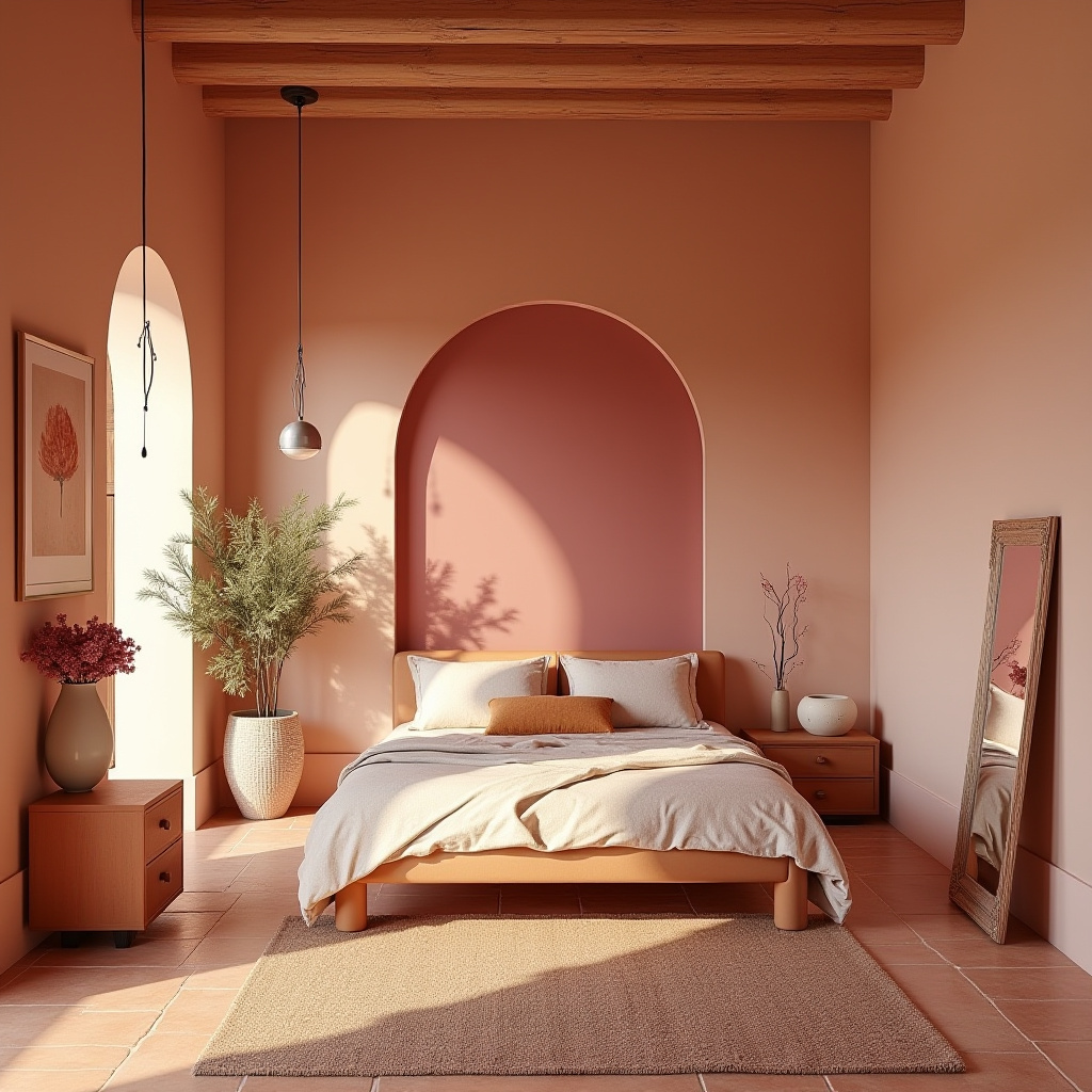 light pink bedroom accent wall 33