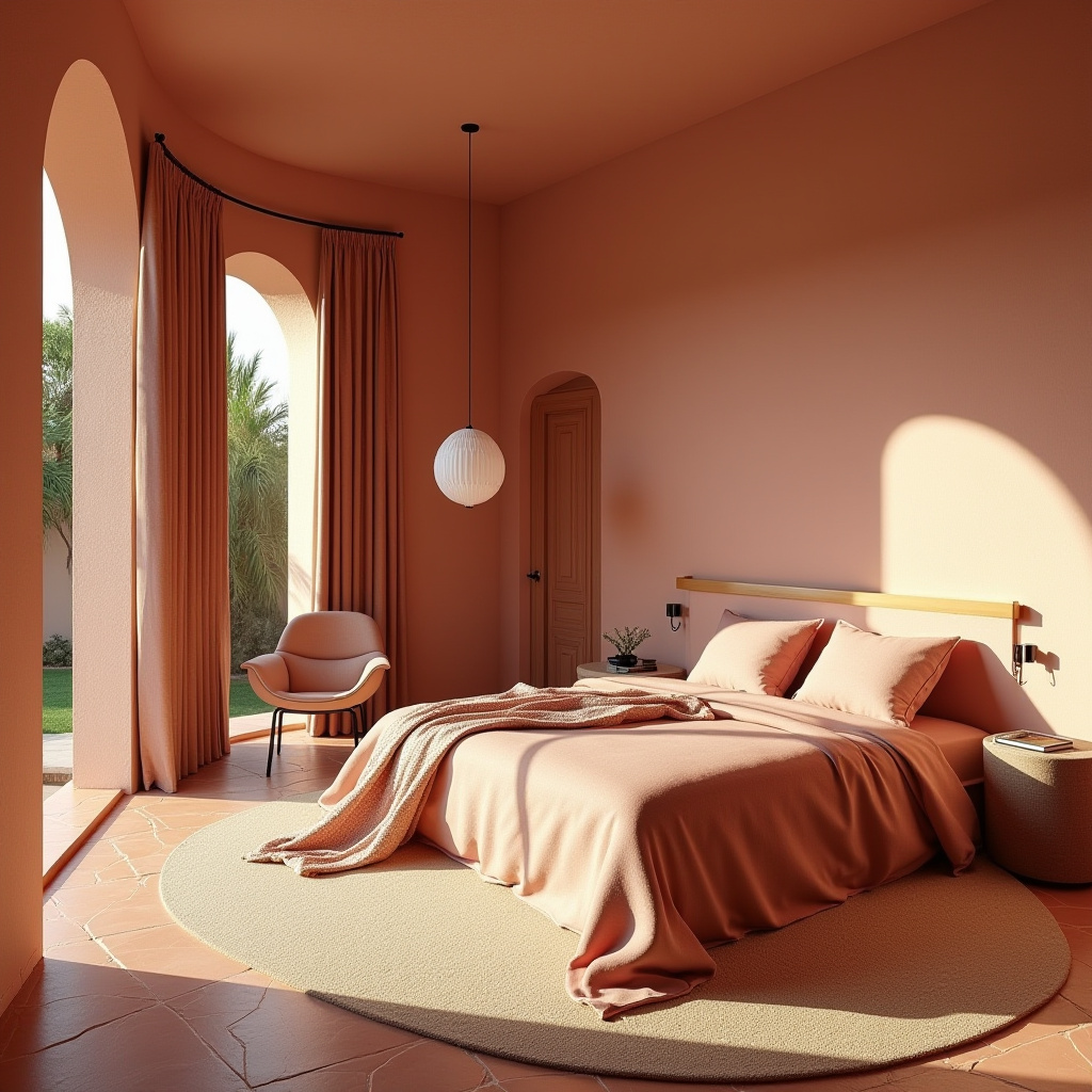 light pink bedroom accent wall 34