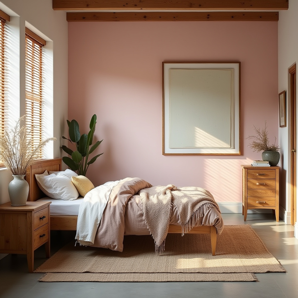light pink bedroom accent wall 37
