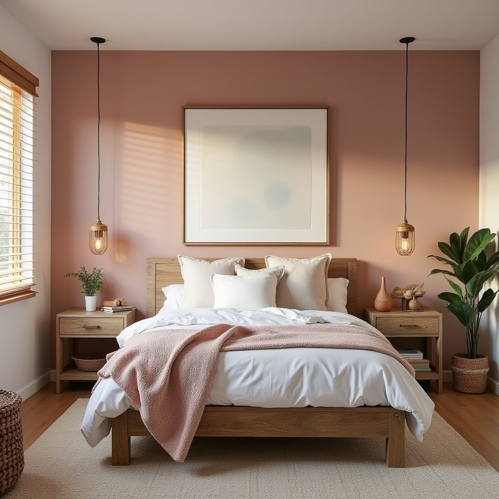 light pink bedroom accent wall 38