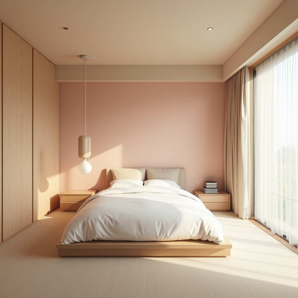 light pink bedroom accent wall 39