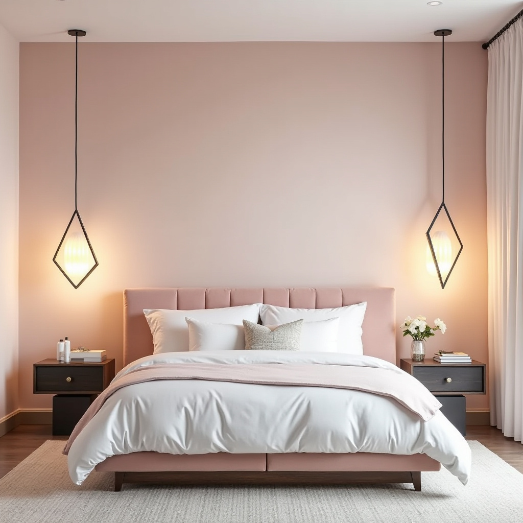 light pink bedroom accent wall 4
