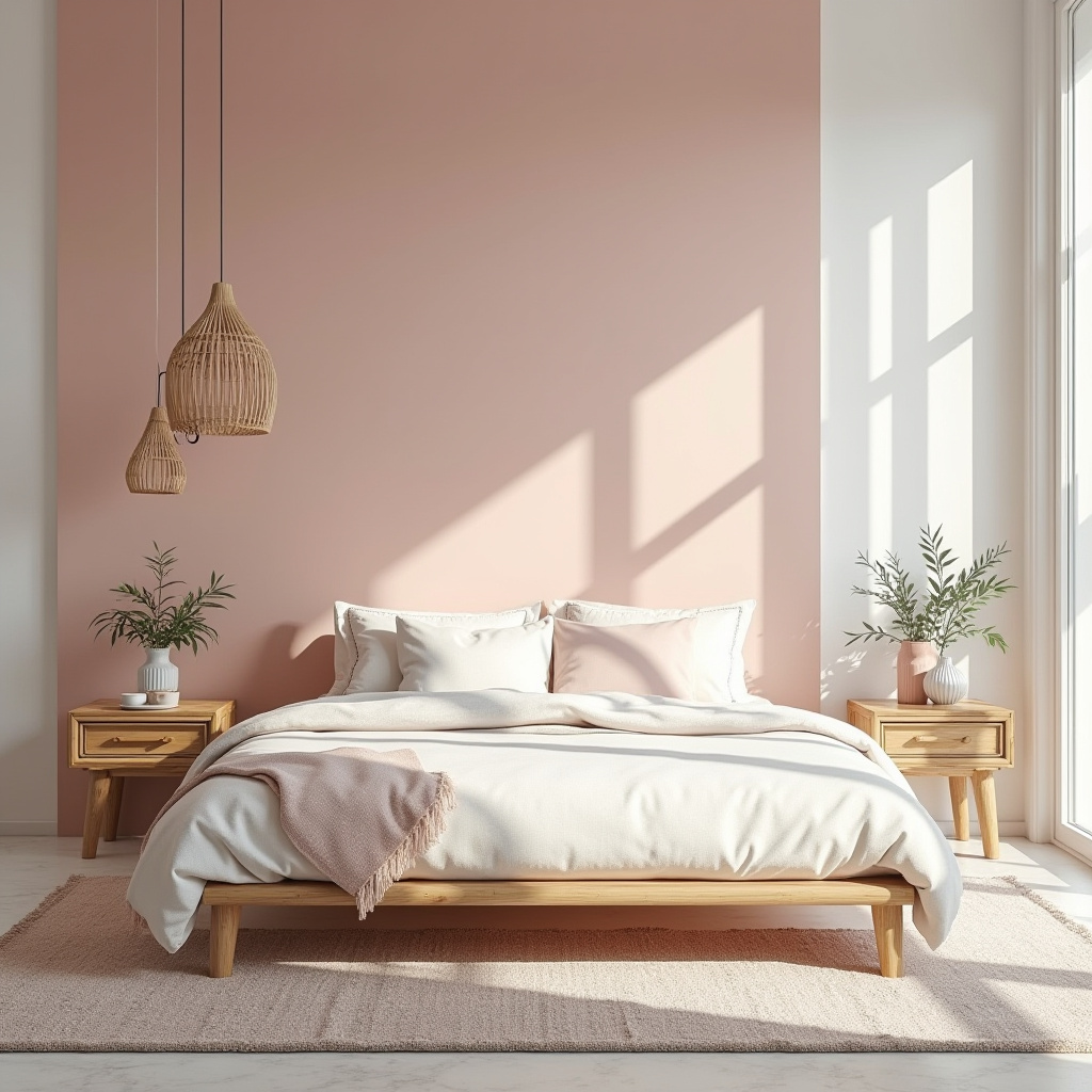 light pink bedroom accent wall 6