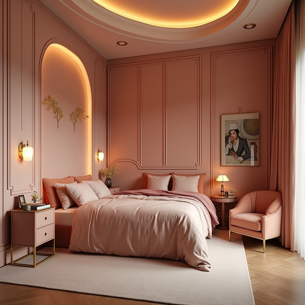 light pink bedroom accent wall 7