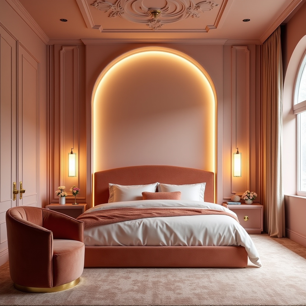light pink bedroom accent wall 8