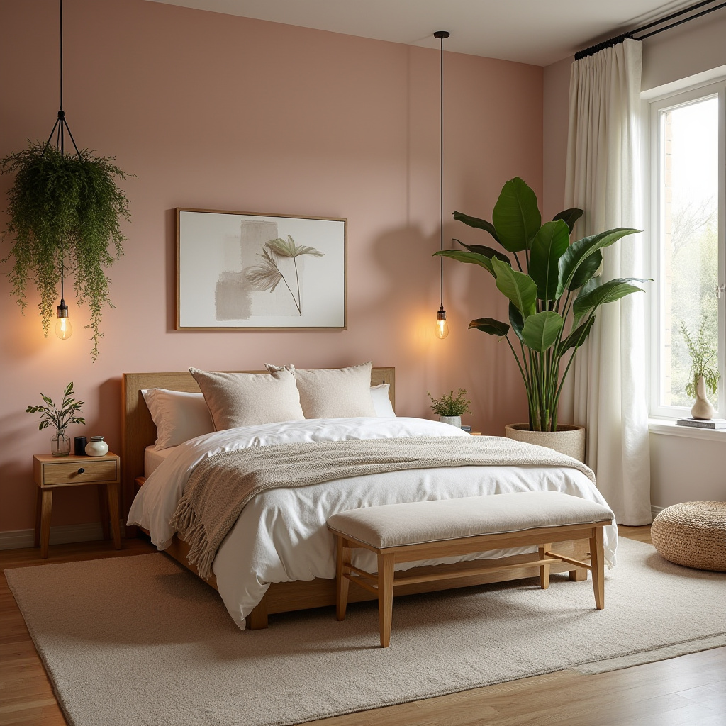 light pink bedroom accent wall 9