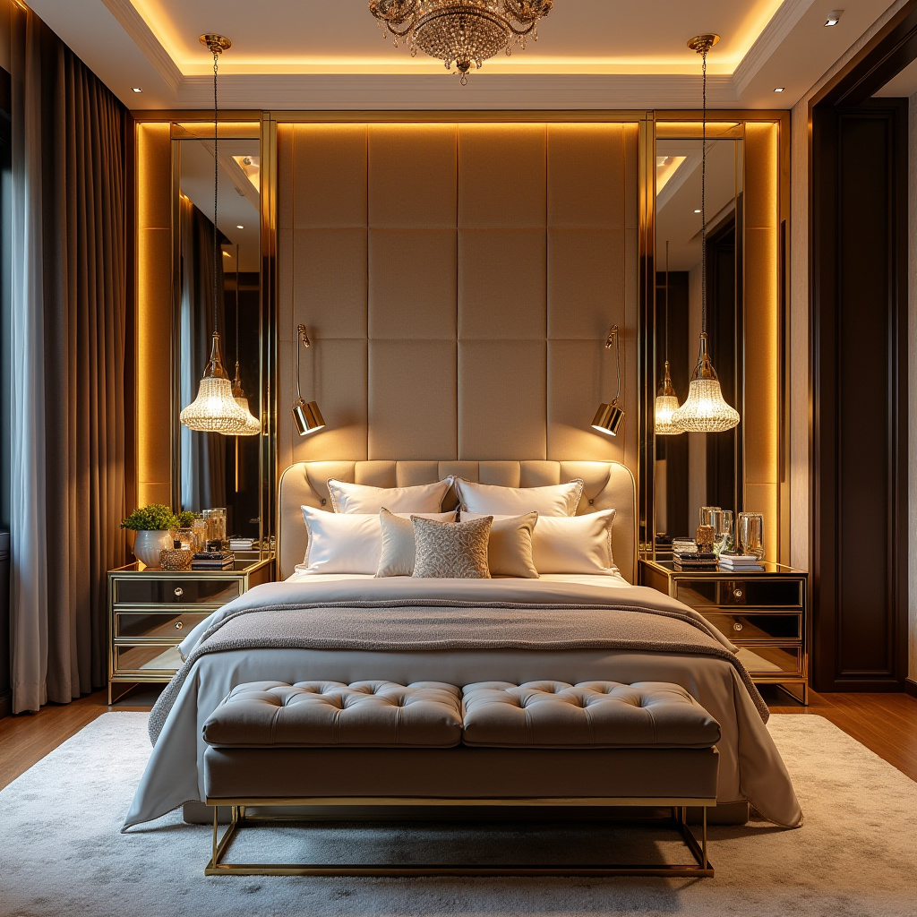 luxury bedroom LED panel design 18