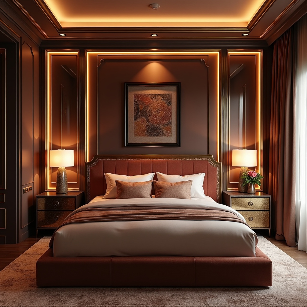 luxury bedroom LED panel design 3