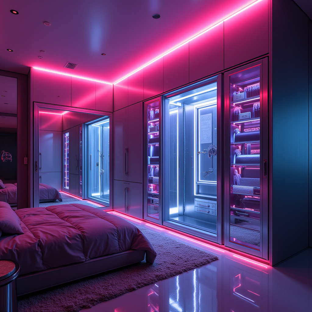 modern L‑shaped bedroom wardrobe design 20