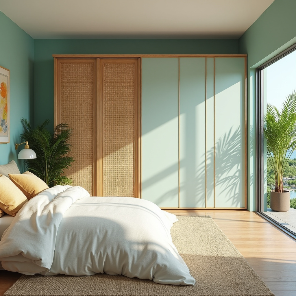 modern L‑shaped bedroom wardrobe design 24