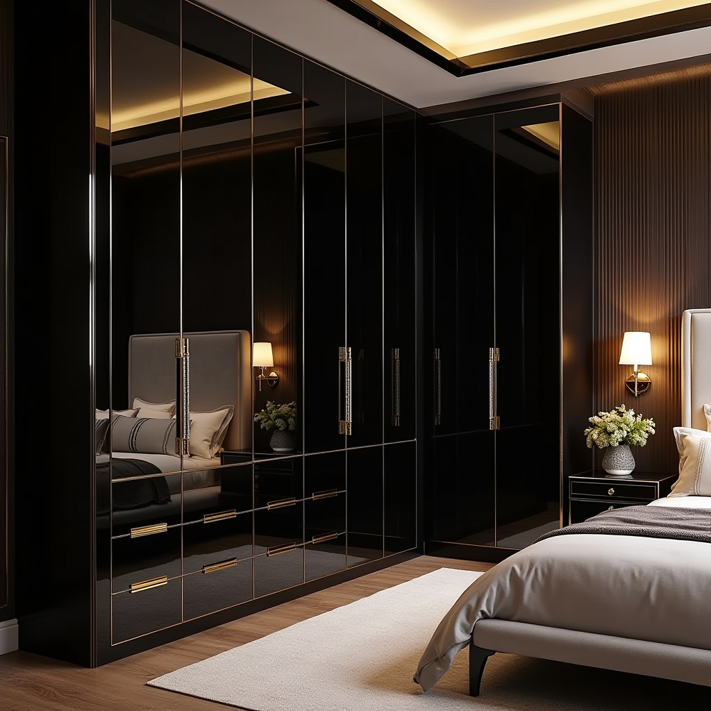 modern L‑shaped bedroom wardrobe design 25