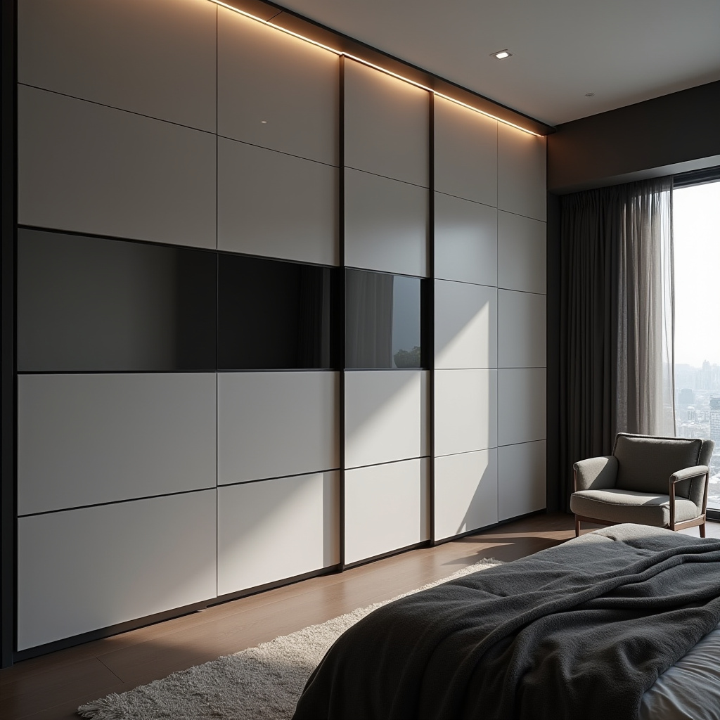 modern L‑shaped bedroom wardrobe design 3