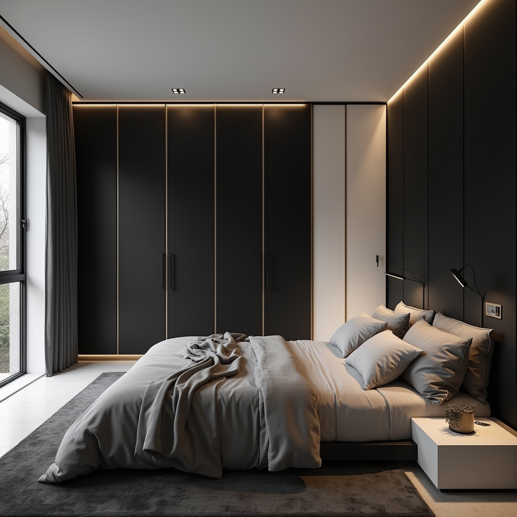 modern L‑shaped bedroom wardrobe design 4