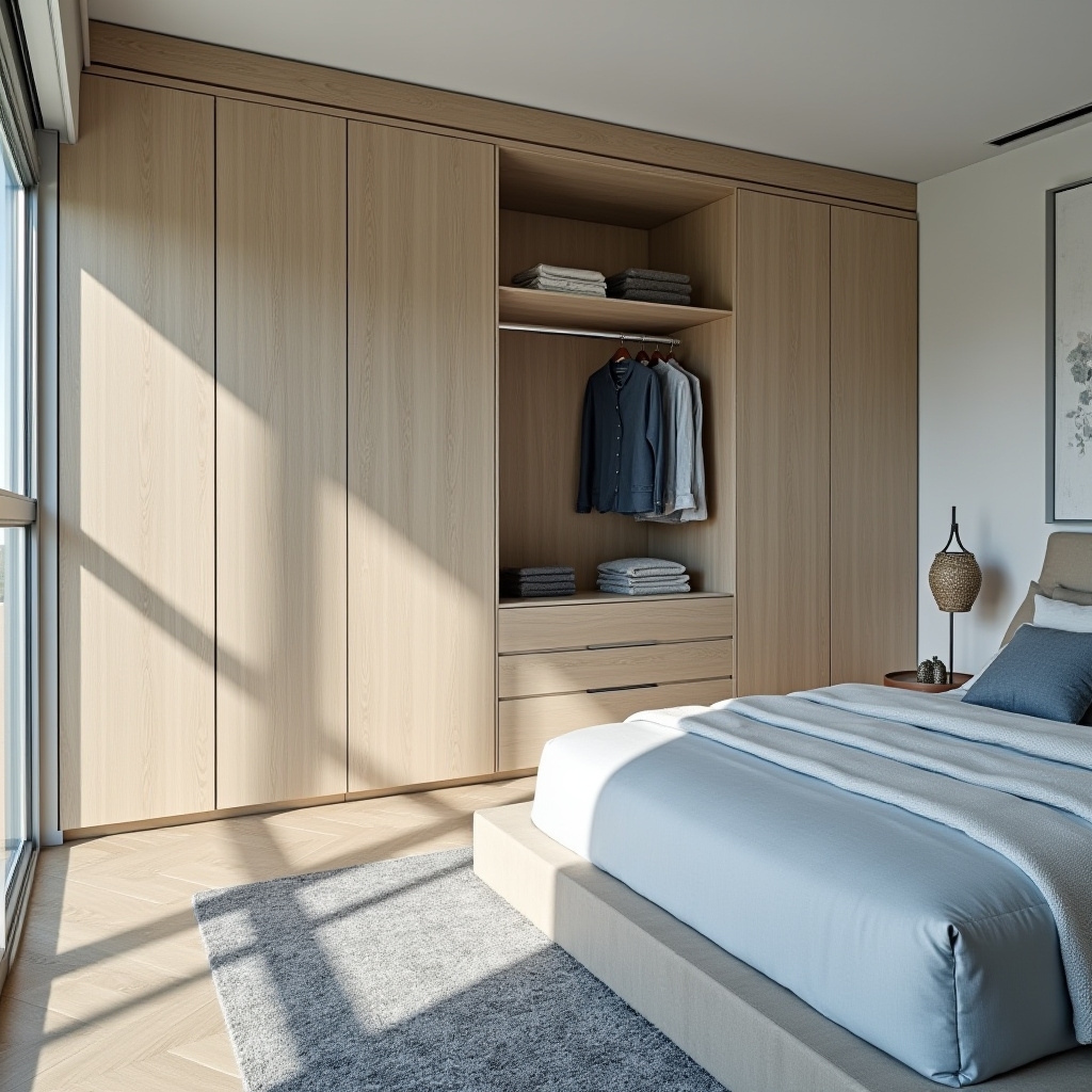 modern L‑shaped bedroom wardrobe design 7