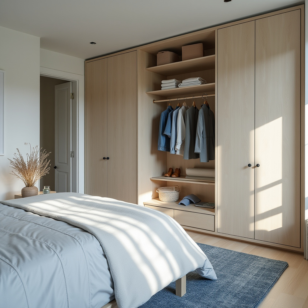 modern L‑shaped bedroom wardrobe design 8