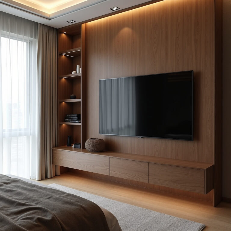 modern bedroom TV wall 1